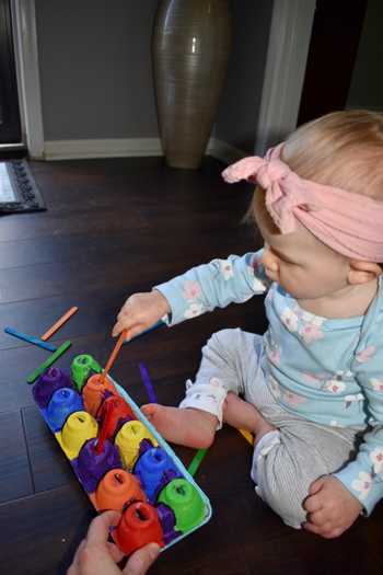 Egg Carton Popsicle Stick Grab - Mama Bear University